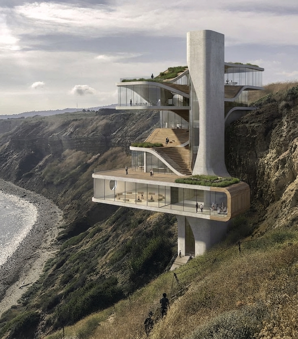 Circular Concrete House Island Minimal